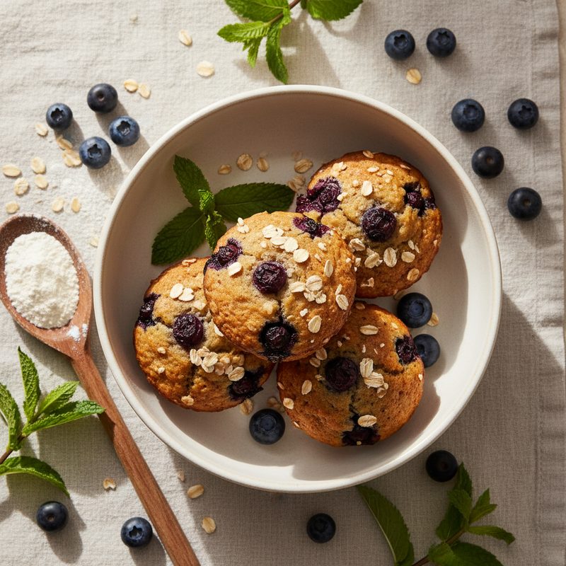 Muffins de arándanos y avena