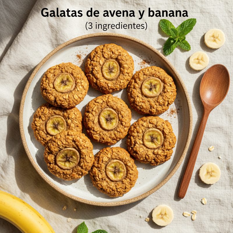 Galletas de avena y banana (3 ingredientes)