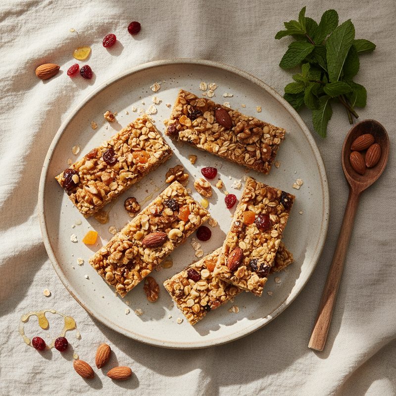 Barritas de avena y frutos secos (sin horno)