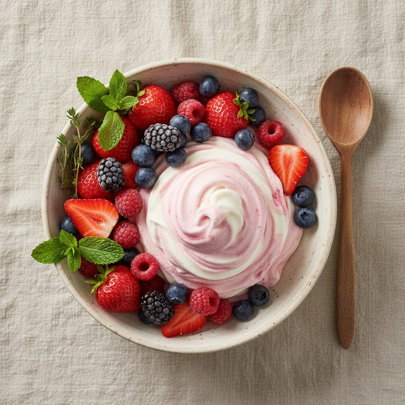 Yogur helado con frutos rojos
