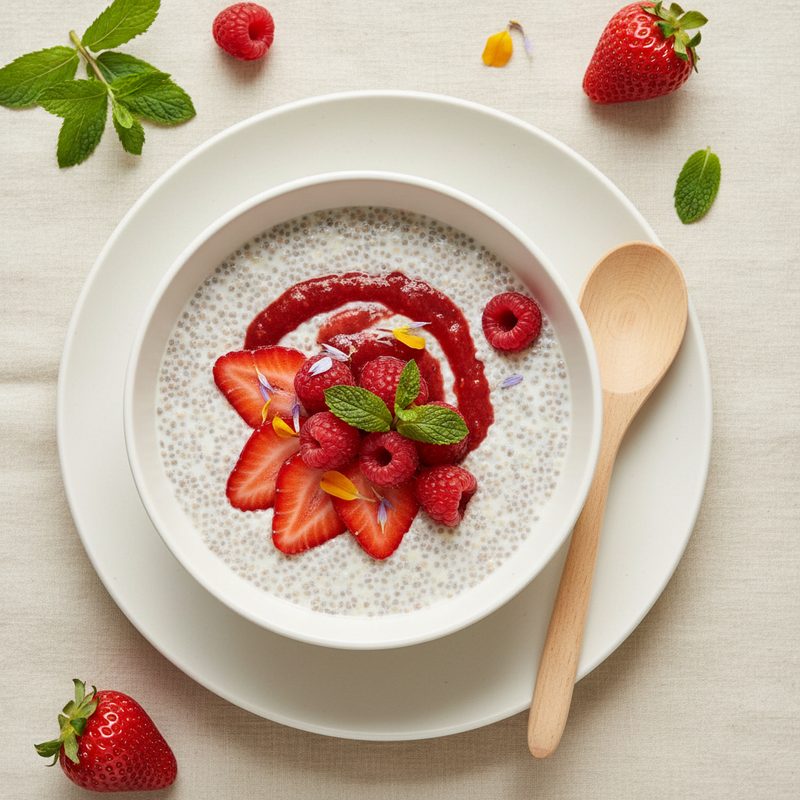 Chía pudding de vainilla y frutilla