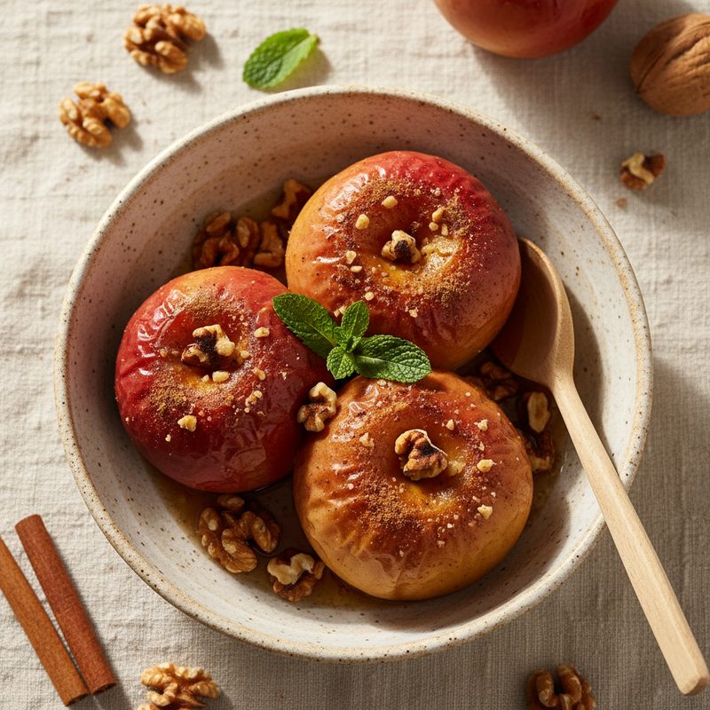Manzana al horno con canela y nueces