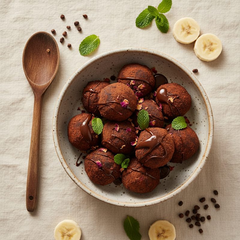 Bombones de banana congelada y cacao