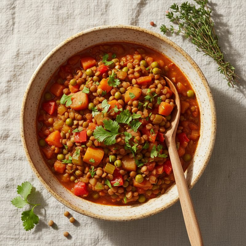 Guiso de lentejas con vegetales