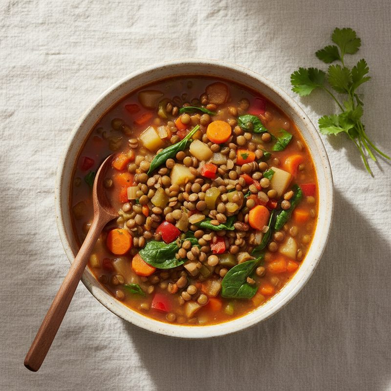 Sopa de lentejas y verduras