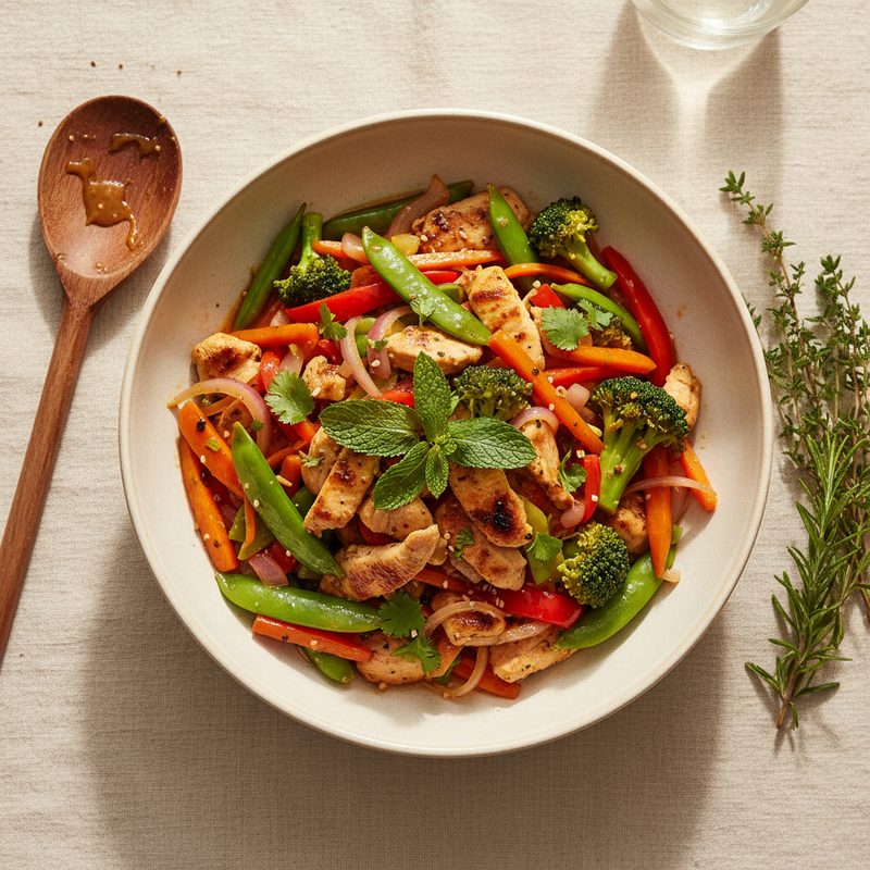 Wok de vegetales y pollo