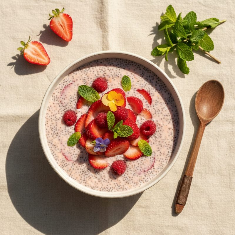 Pudín de chía y frutillas