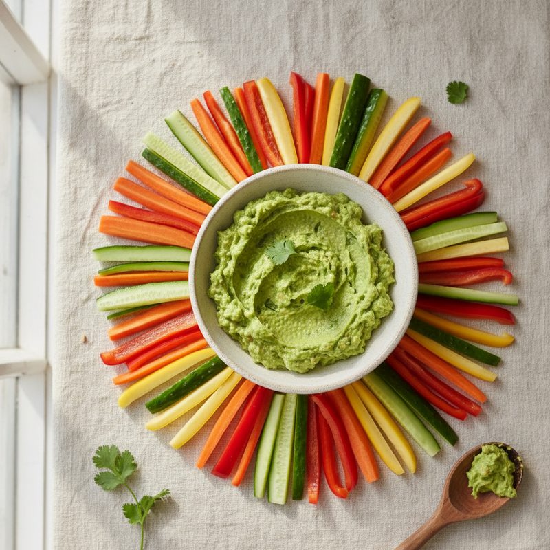 Bastones de vegetales con guacamole