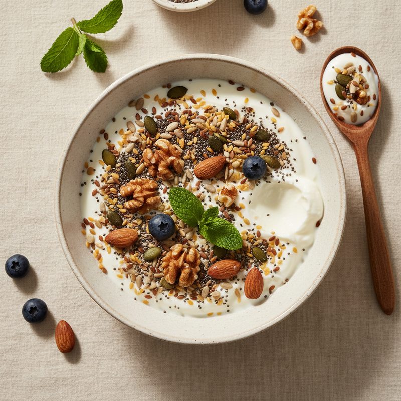 Yogur natural con semillas y nueces